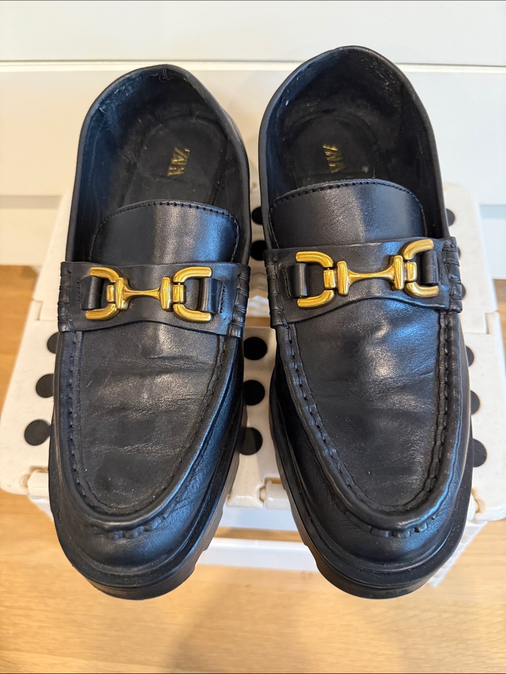 Zara Lug Sole Leather Loafers